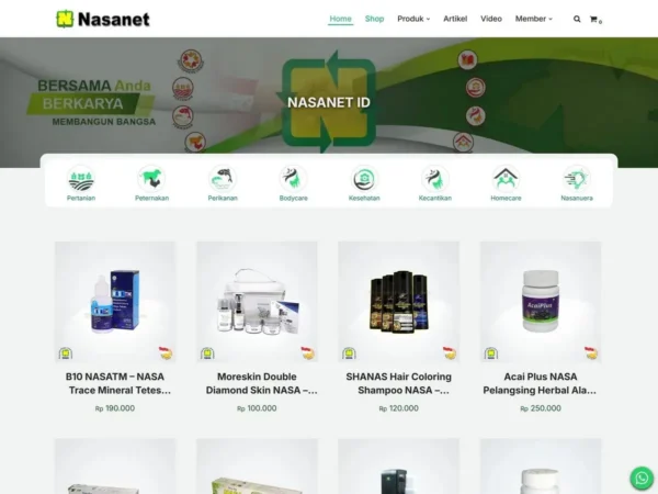 Preview Tampilan Website Replika Toko Online Nasanet ID